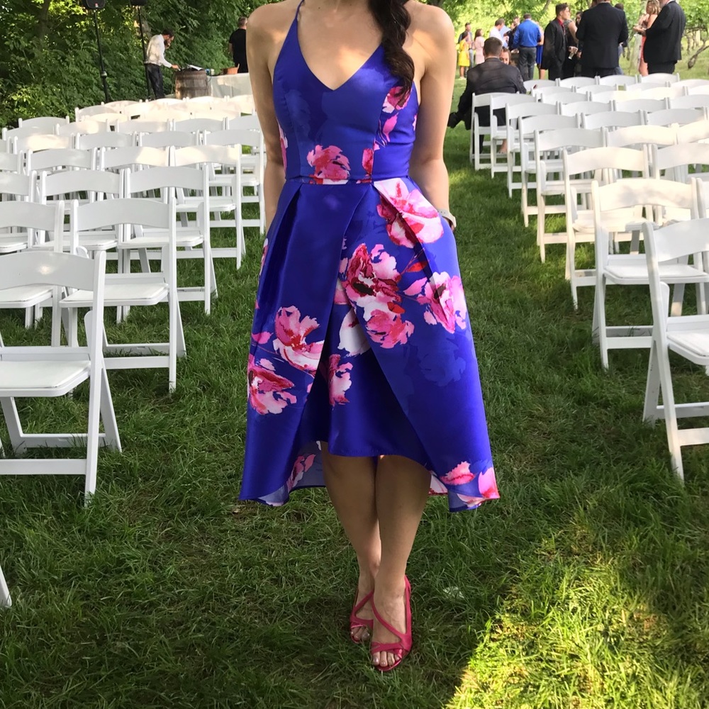 Vibrant purple flowered gown